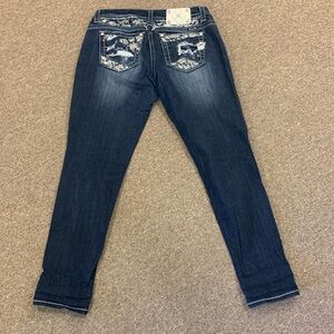 Juniors women’s MISS ME denim jeans dark size 30 inseam 31 BLING Like NEW